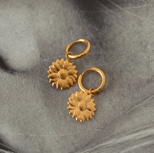 Load image into Gallery viewer, Flora Sunflower Hoop Earrings Stainless Steel