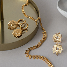 Load image into Gallery viewer, Flora Sunflower Hoop Earrings Stainless Steel