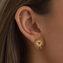 Load image into Gallery viewer, Soleil Shining Sun Stud Earrings Stainless Steel