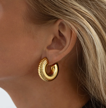Load image into Gallery viewer, Arlo Chunky Ribbed Hoop Earrings