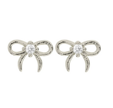 Load image into Gallery viewer, Juliette Petite Bow with Crystal Stud Earrings