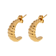 Load image into Gallery viewer, Kali Croissant Stud Hoop Earrings Stainless Steel