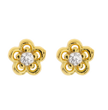 Load image into Gallery viewer, Lupine Flower with Crystal Stud Earrings