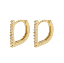 Load image into Gallery viewer, Ira Huggie Earrings with Crystal Bar
