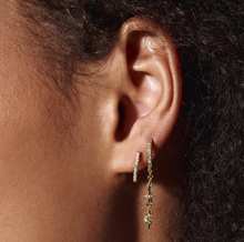 Load image into Gallery viewer, Ira Huggie Earrings with Crystal Bar