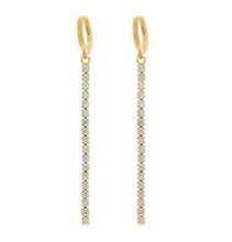 Load image into Gallery viewer, Alma Crystal Long Dangling Hoop Earrings