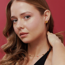 Load image into Gallery viewer, Suvy Ribbed Heart Stud Earrings Gold Stainless Steel