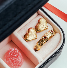 Load image into Gallery viewer, Suvy Ribbed Heart Stud Earrings Gold Stainless Steel