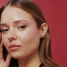 Load image into Gallery viewer, Suvy Ribbed Heart Stud Earrings Gold Stainless Steel