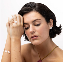 Load image into Gallery viewer, Ellen White Flower Stud Earrings Stainless Steel