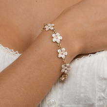 Load image into Gallery viewer, Adeline Pink Enamel Flower Chain Bracelet