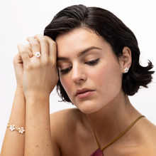 Load image into Gallery viewer, Adeline Pink Enamel Flower Chain Bracelet