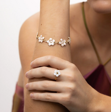 Load image into Gallery viewer, Adeline Pink Enamel Flower Chain Bracelet