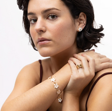 Load image into Gallery viewer, Adeline Pink Enamel Flower Chain Bracelet