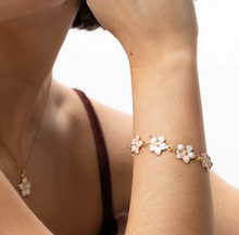 Load image into Gallery viewer, Adeline Pink Enamel Flower Chain Bracelet