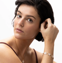 Load image into Gallery viewer, Adeline Pink Enamel Flower Chain Bracelet