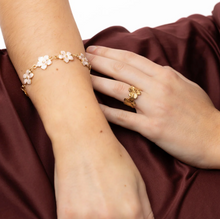 Load image into Gallery viewer, Adeline Pink Enamel Flower Chain Bracelet