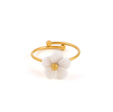 Load image into Gallery viewer, Ellen White Flower Adjustable Ring Stainless Steel