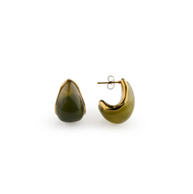 Load image into Gallery viewer, Carin Green Resin Hoop Earrings Stainless Steel