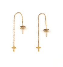 Load image into Gallery viewer, Kai Cross Chain Stud Earrings Stainless Steel