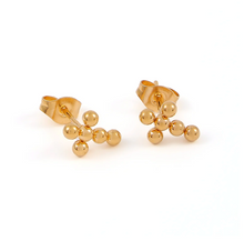 Load image into Gallery viewer, Tyra Bubble Mini Cross Earrings Stainless Steel