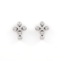 Load image into Gallery viewer, Tyra Bubble Mini Cross Earrings Stainless Steel