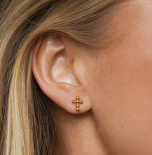Load image into Gallery viewer, Tyra Bubble Mini Cross Earrings Stainless Steel