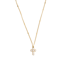 Load image into Gallery viewer, Essie Pearl Cross Necklace Stainless Steel