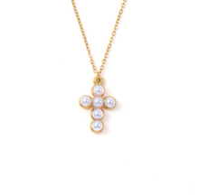 Load image into Gallery viewer, Essie Pearl Cross Necklace Stainless Steel