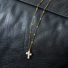 Load image into Gallery viewer, Essie Pearl Cross Necklace Stainless Steel