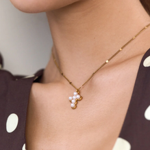 Load image into Gallery viewer, Essie Pearl Cross Necklace Stainless Steel