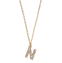 Load image into Gallery viewer, Juno Crystal Letter Necklace Stainless Steel