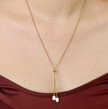 Load image into Gallery viewer, Barbro Lariat Pearl Necklace Stainless Steel
