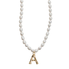 Load image into Gallery viewer, Pearl and Bamboo Letter Necklace
