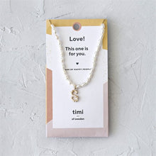 Load image into Gallery viewer, Pearl and Bamboo Letter Necklace