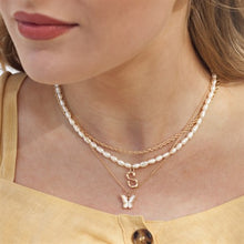Load image into Gallery viewer, Pearl and Bamboo Letter Necklace