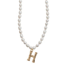 Load image into Gallery viewer, Pearl and Bamboo Letter Necklace