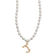 Load image into Gallery viewer, Pearl and Bamboo Letter Necklace