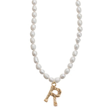 Load image into Gallery viewer, Pearl and Bamboo Letter Necklace
