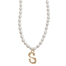 Load image into Gallery viewer, Pearl and Bamboo Letter Necklace