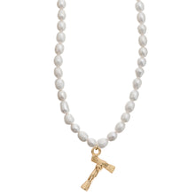 Load image into Gallery viewer, Pearl and Bamboo Letter Necklace