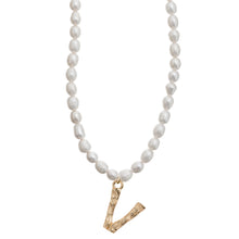 Load image into Gallery viewer, Pearl and Bamboo Letter Necklace