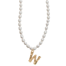 Load image into Gallery viewer, Pearl and Bamboo Letter Necklace