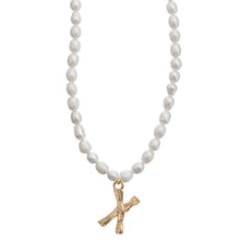 Load image into Gallery viewer, Pearl and Bamboo Letter Necklace