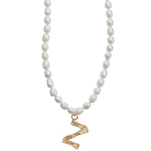 Load image into Gallery viewer, Pearl and Bamboo Letter Necklace