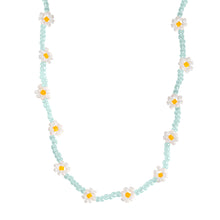 Load image into Gallery viewer, Blue Flower Bead Necklace