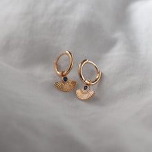 Load image into Gallery viewer, Fan with Crystal Hoop Earrings