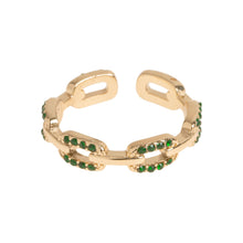 Load image into Gallery viewer, Green Crystal Chain Ring