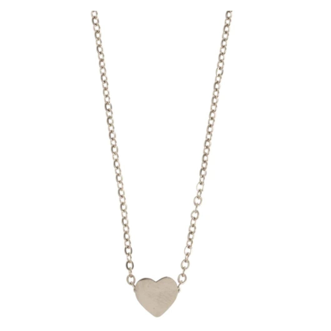 Sarah - Sliding Heart Necklace Stainless Steel - Silver