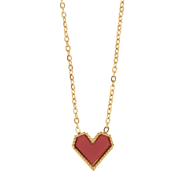 Sarah - Red Heart Necklace Stainless Steel